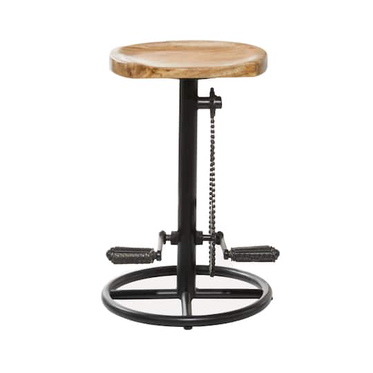 Brown Mango Wood Industrial Counter Stool 25" x 17" x 17"